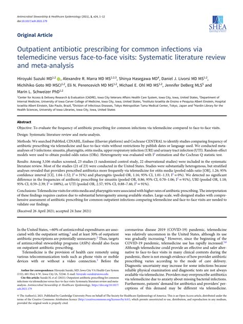 Pdf Outpatient Antibiotic Prescribing For Common Infections Via