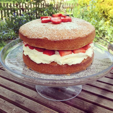 Classic Mary Berry Victoria Sponge With Fresh Cream And Strawberries