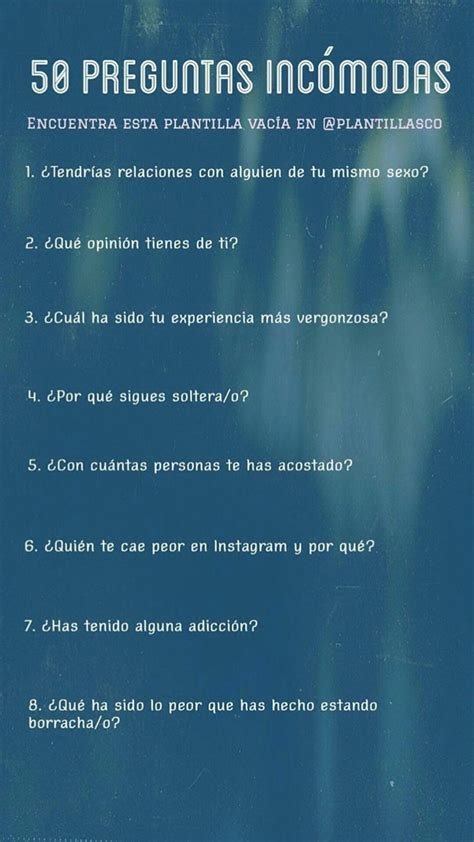 Si te has quedado sin ideas de preguntas y encuestas para instagram aquí encontrarás algunas originales propuestas que esperamos despierten tu creatividad y sepas adaptar perfectamente a tu negocio o cuenta, y sobre todo, a los objetivos que persigues. 50 preguntas incómodas | Preguntas incomodas, Preguntas ...