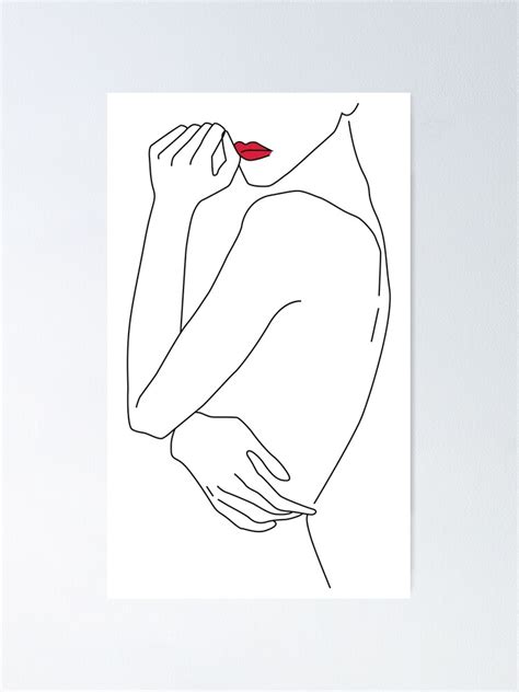 Póster Mujer desnuda Lady Line Art dibujo de una sola línea