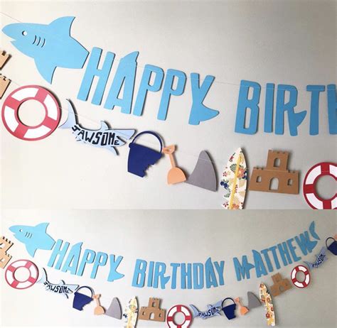 Shark Attack Birthday Decor Shark Week Sandcastle Birthday Banner