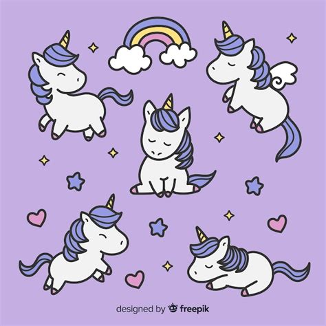 Premium Vector Cute Kawaii Unicorn Character Collection
