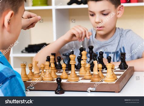 Children Playing Chess Table Concept Childhood Stock Photo 562323436