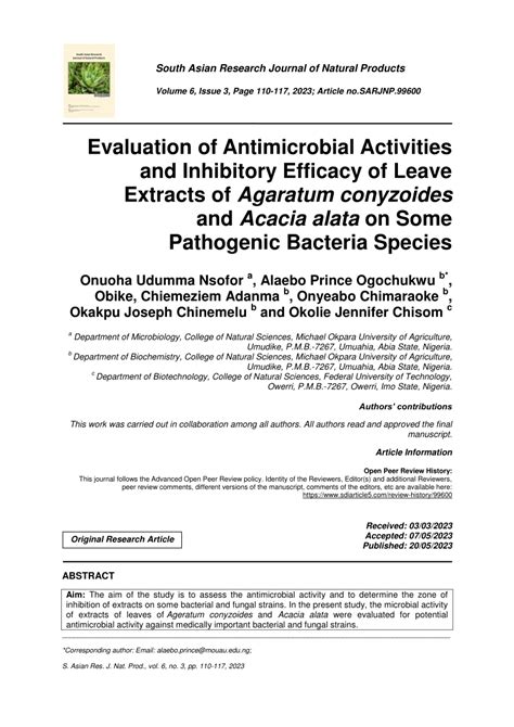 Pdf Evaluation Of Antimicrobial Activities And Inhibitory Efficacy Of
