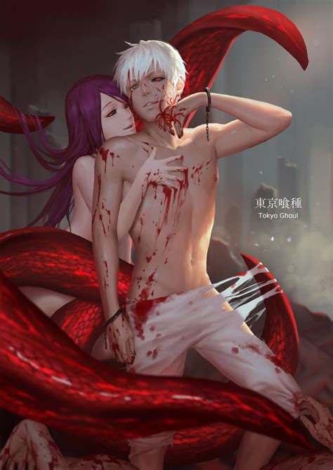 Kaneki Ken And Kamishiro Rize Tokyo Ghoul Drawn By Penguin Frontier