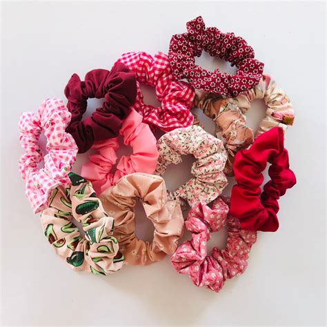 Pink Floral Gingham Scrunchies 3 Pack Etsy