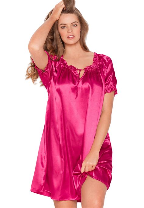 Plus Size Pink Satin Nightshirt Bbw Appeal Pinterest Sexy Satin