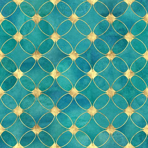 Teal And Gold Abstract Pattern Wall Mural Wallpaper Canvas Art Rocks