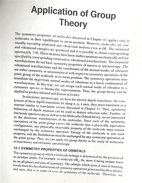 Application Of Group Theory Bachelor Of Science Studocu
