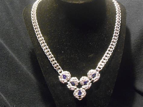 Stunning Romanov Necklace With Dark Blue Glass Beads