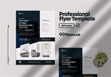 Infographic And Elegant Interior Design Business Flyer Template Free
