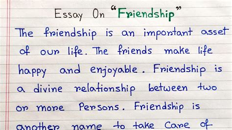 Write An Essay On Friendship Essay On Friendship In English Paragraph On Friendship In