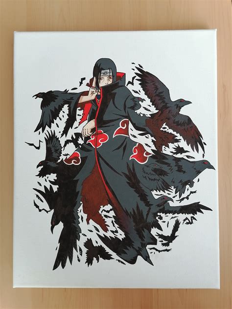 Itachi Acrylic And Black Marker On Canvas 28x35 Cm Painted By My