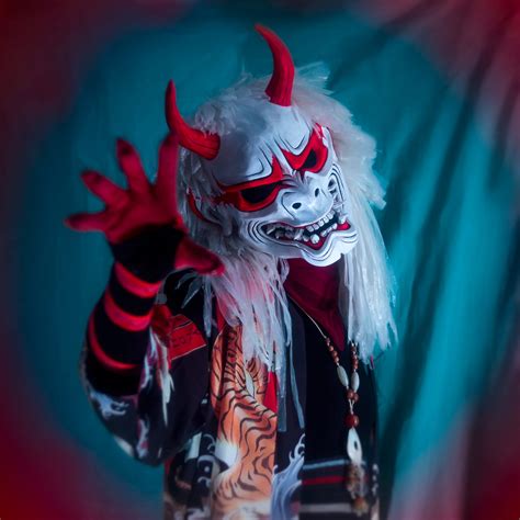 Oni Mask Full Face Samurai Mempo Ghoul Japanese Hannah Anime Etsy