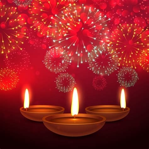 Free Vector Red Fireworks Background Of Diwali