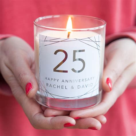 Share/send these messages via text, email, facebook,whatsapp, im or other social media websites. 25th Wedding Anniversary Personalised Candle Gift By ...