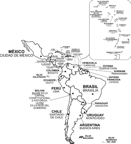 Mapa de Latinoamérica en PDF para imprimir con y sin nombres