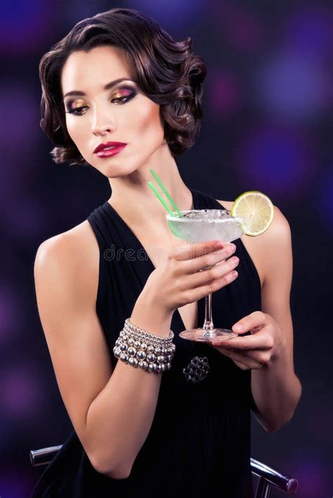 Beautiful Elegant Girl With A Martini Glass Stock Photo Image Of Life