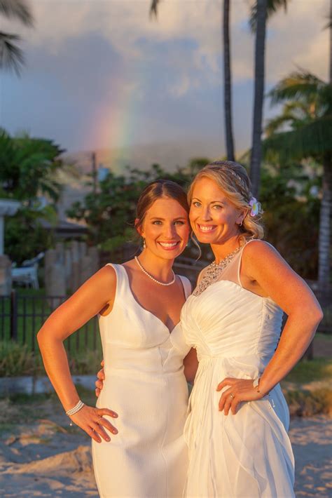 Lesbian Beach Wedding Photos Rainbow Rific Married Samesex Marriage Rainbow Lesbian