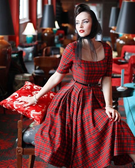 for theprettydress wearing the most beautiful tartan dream dress vintage 1950s dresses