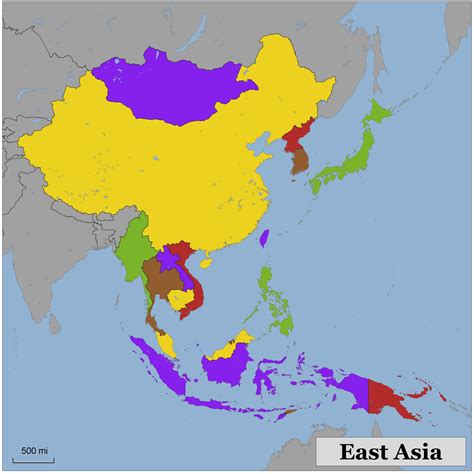 Blank Color Map Of Eastern Asia