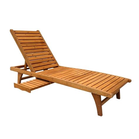 Beautiful patio lounge chair made from pallet Leisure Season Patio Lounge Chaise with Pull-Out Tray-CL7111 - The Home Depot