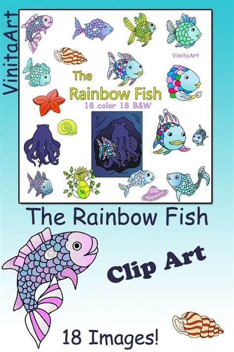 The Rainbow Fish Story Book Clip Art Printable Digital Etsy Book