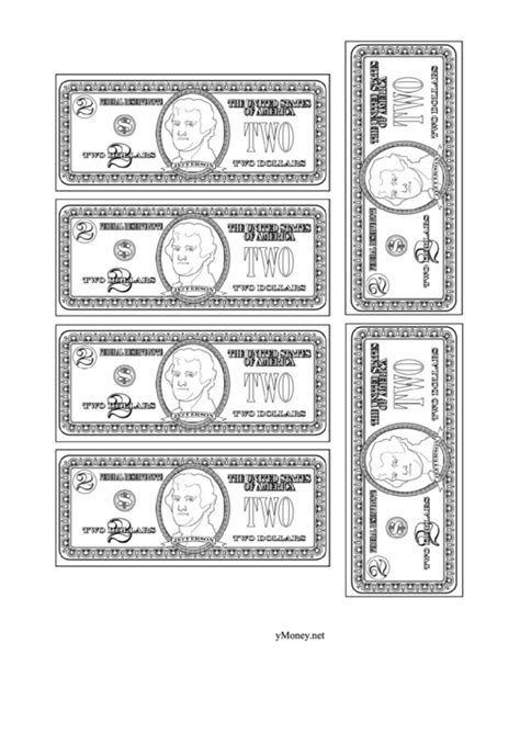 Two Dollar Bill Template Black And White Printable Pdf Download