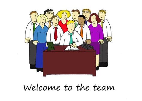 Welcome To The Team Cartoon Group Of People Behind The Boss Card Ad