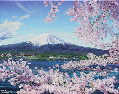 Mt Fuji With Cherry Blossoms By Dreamscape Weaver On Deviantart