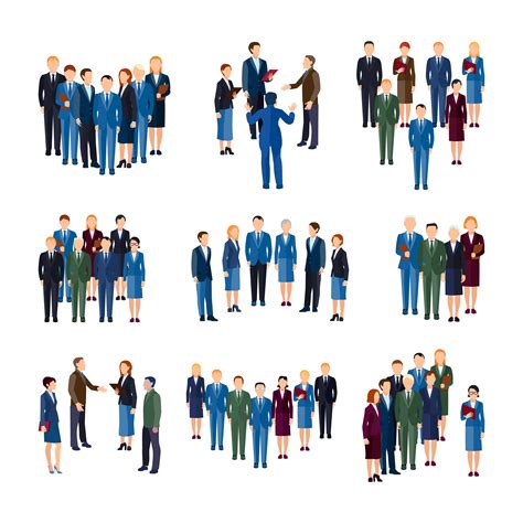 Business People Groups Flat Icons Collection 481789 Vector Art At Vecteezy