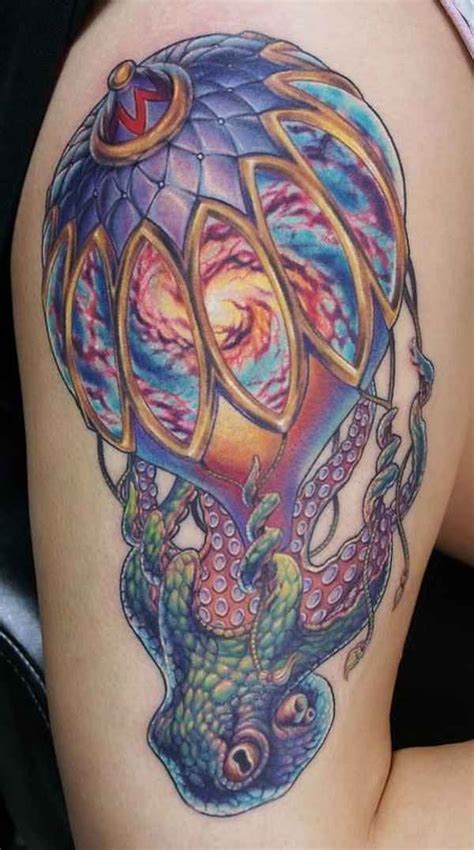 Large Illustrative Style Colored Shoulder Tattoo Of Octopus With