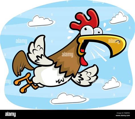 A Cartoon Rooster Flying And Crowing Stock Vector Image And Art Alamy