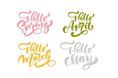 Premium Vector Set Of Six Hello Spring April March May Pastel