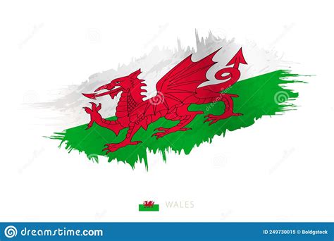 Painted Brushstroke Flag Of Wales With Waving Effect Stock Vector