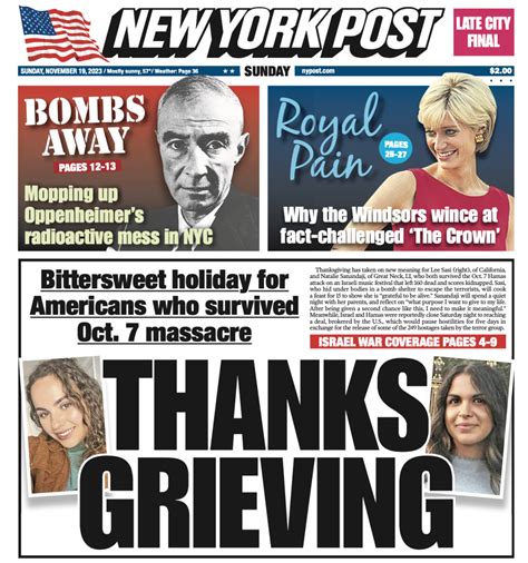 Ny Post Cover For November 19 2023 New York Post