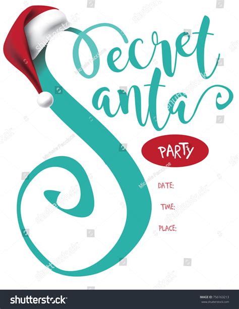 Secret Santa Party Invitation Template Cartoon Stock Vector Royalty