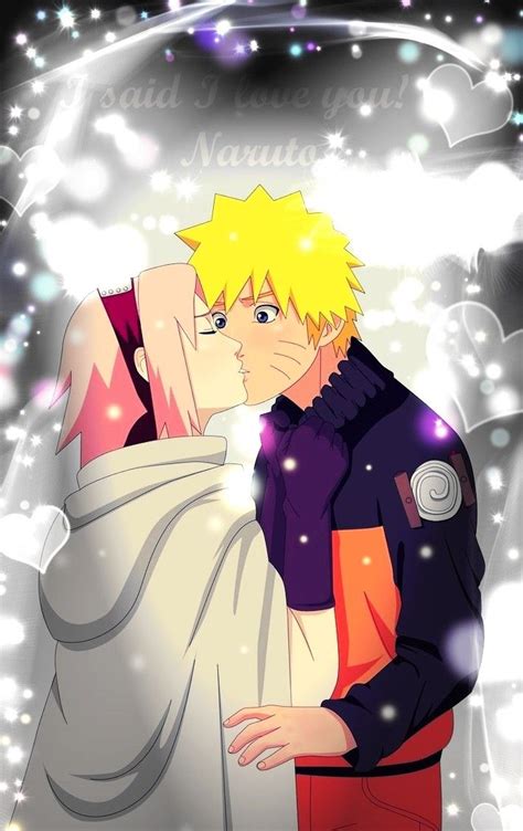 Sakura Kiss Naruto And She Sayi Love You Narutonarusaku Shippuden Naruto Mangá Colorido