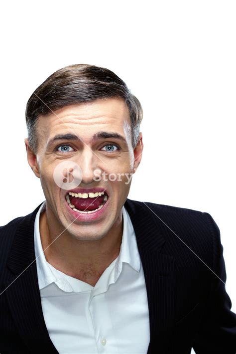 Angry Businessman Shouting Isolated On A White Background Royalty Free