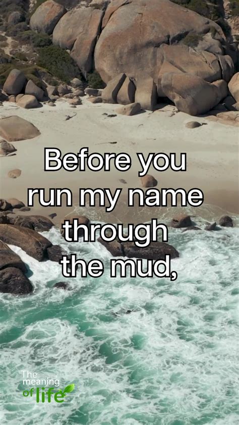 Before You Run My Name Through The Mud By The Meaning Of Life