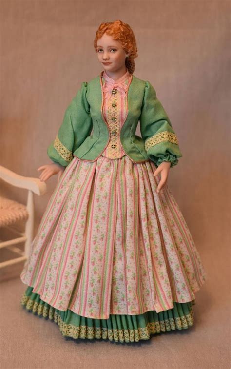 Miniature Porcelain Dollhouse Doll In 112 Scale Victorian Young Lady