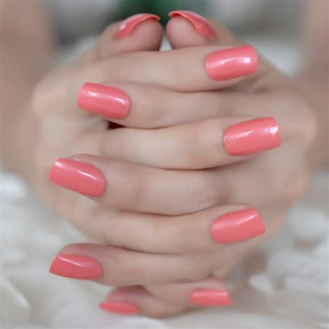 Buy 24pcs Sexy Red Acrylic Fake Nails Solid Color