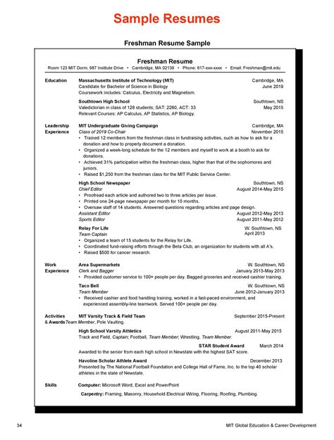 50 College Student Resume Templates And Format Templatelab