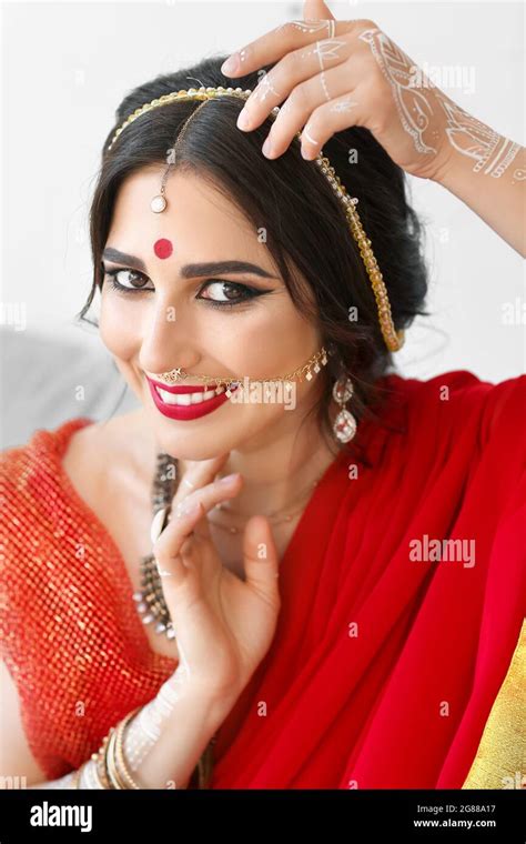 Beautiful Indian Woman At Home Stock Photo Alamy