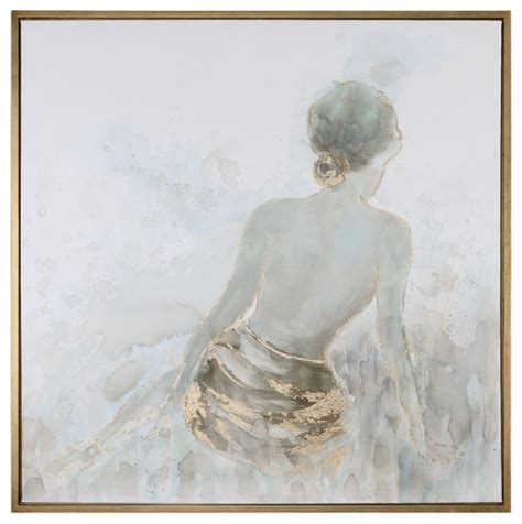 Gold Nude Female Wall Art Painting Spa Lady Relaxation Square