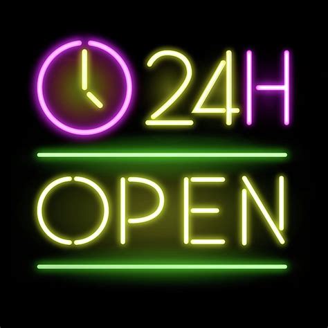 24 Hours Open Neon Neons Light Lights 24h Shopshops Time