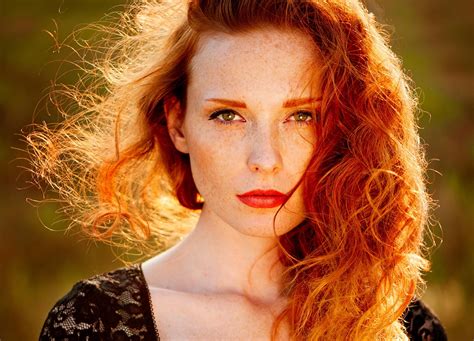 Freckles Long Hair Women Redhead Model Face Couple Profile Looking Away Rare