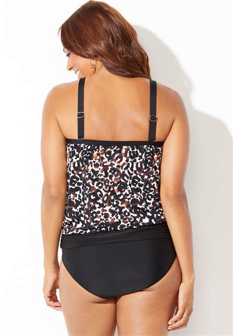 Swimsuits For All Womens Plus Size Bandeau Blouson Tankini Set Ebay