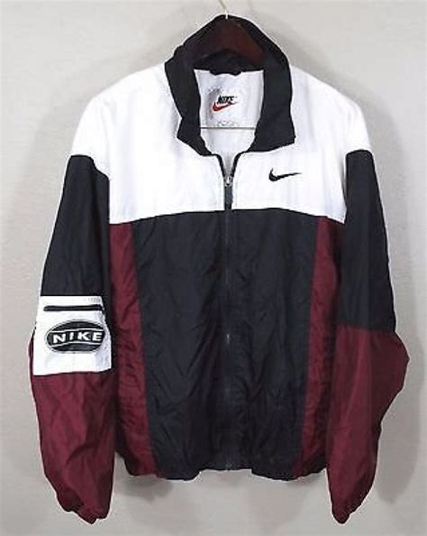 Vintage Nike Windbreaker Jacket Large Red White Blk 90s Retro Og Hip