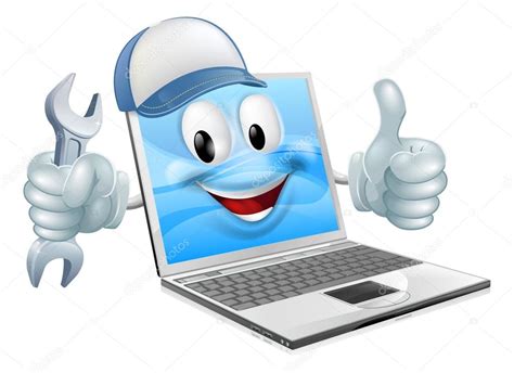 Cartoon Laptop Computer Repair Mascot Stock Illustration By ©krisdog